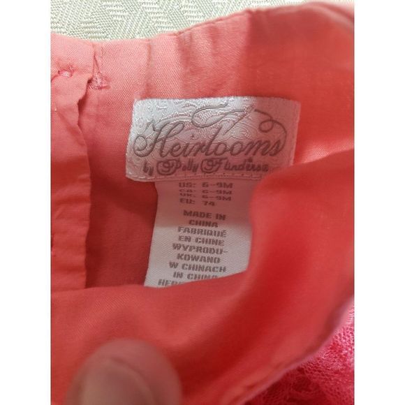 HEIRLOOM by Polly Flinders Pink 6-9m pink Dress   Ruffle lined roses party sleev - Picture 5 of 7